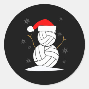 Volleyball Snowman Xmas  Classic Round Sticker