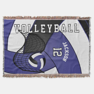 Volleyball 🏐 Sport - Dark Blue, White & Black Throw Blanket