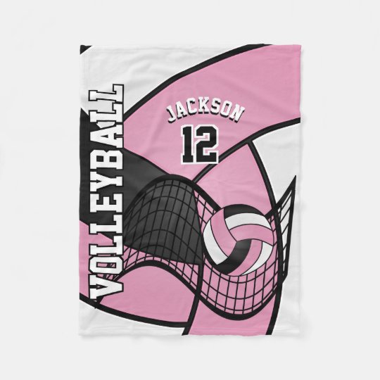 Volleyball Sport in Baby Pink, White & Black Fleece Blanket
