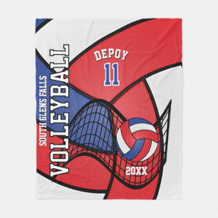 Volleyball Sport in Red, White and Blue - Custom04 Fleece Blanket
