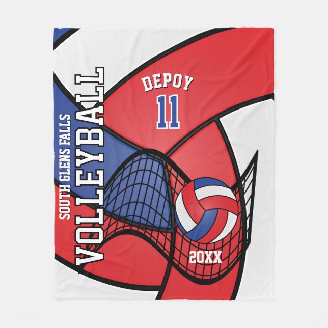 Volleyball Sport in Red, White and Blue - Custom04 Fleece Blanket (Front)