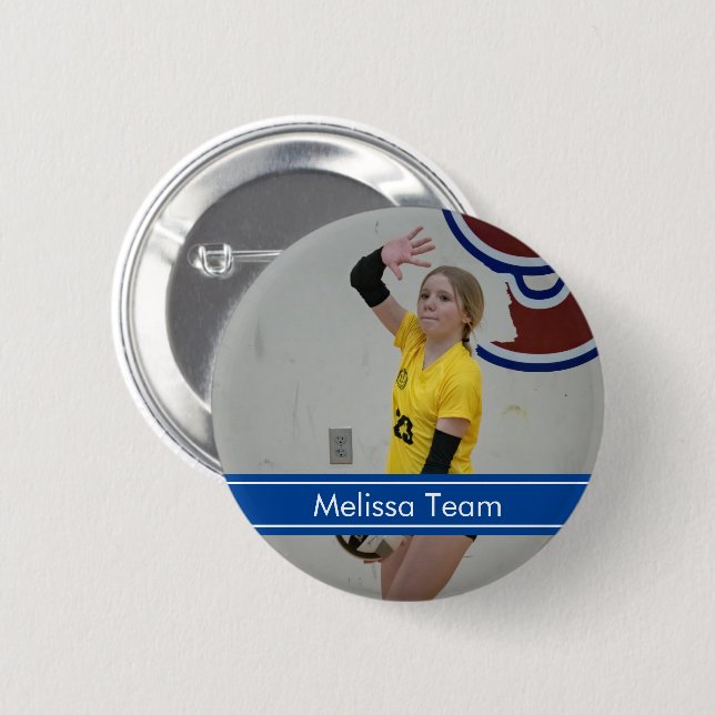 Volleyball Sport Photo  2 Inch Round Button (Front & Back)
