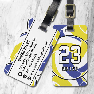 Volleyball Sports Ball Name & Jersey Number Boys Luggage Tag