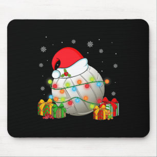 Volleyball Sports Christmas Santa Hat Xmas Lights  Mouse Pad