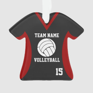 Volleyball Sports Jersey Black and Red with Photo Ornament