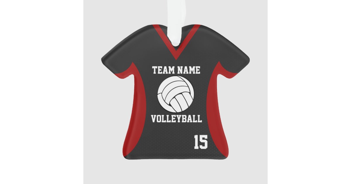 Volleyball Sports Jersey Black and Red with Photo Ornament | Zazzle