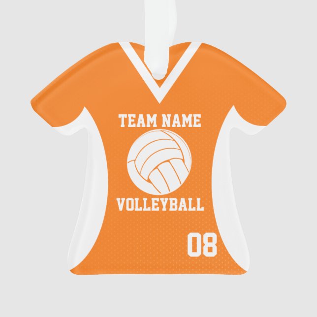 Volleyball Sports Jersey Orange with Photo Ornament (Front)