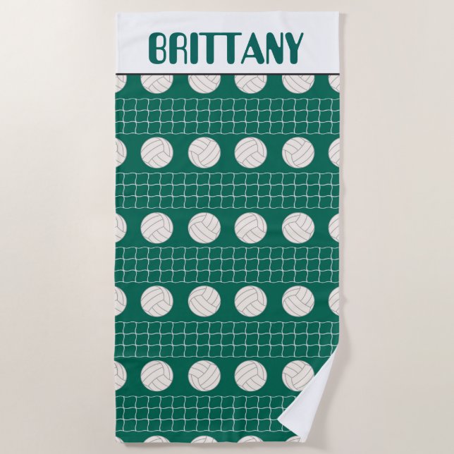 Volleyball sports pattern add name beach towel (Front)