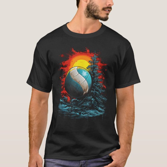Volleyball Sunset Graphic Tees Volleyball Lover De (Front)