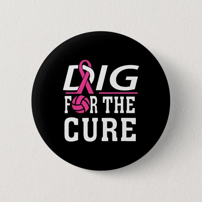 Volleyball Team Breast Cancer Awareness  2 Inch Round Button (Front)