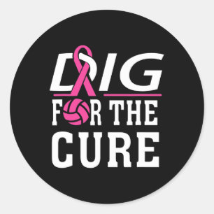Volleyball Team Breast Cancer Awareness  Classic Round Sticker