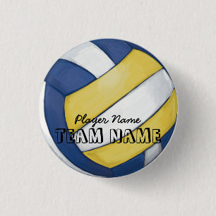 Volleyball Team Name and Number 1 Inch Round Button