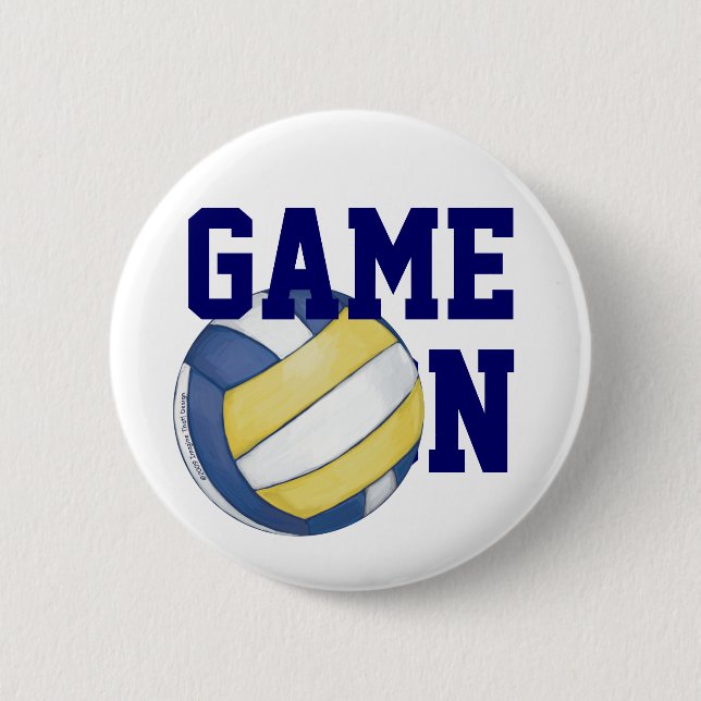 Volleyball Team Name and Number 2 Inch Round Button (Front)