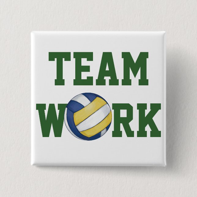 Volleyball Team Name and Number 2 Inch Square Button (Front)