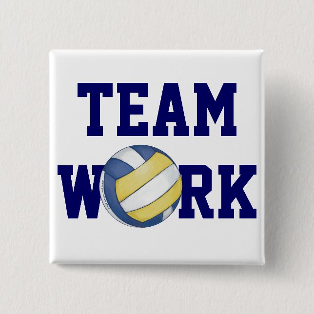 Volleyball Team Name and Number 2 Inch Square Button (Front)