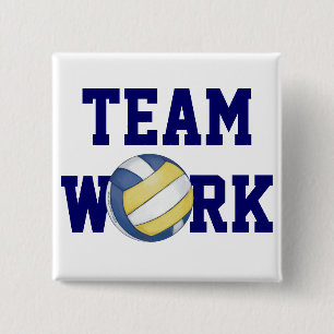 Volleyball Team Name and Number 2 Inch Square Button