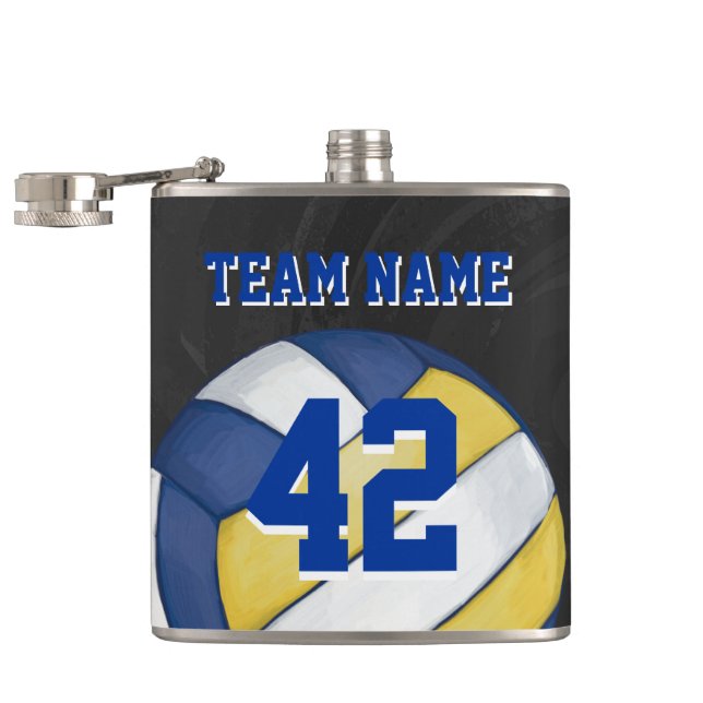 Volleyball Team Name and Number Hip Flask (Opened)