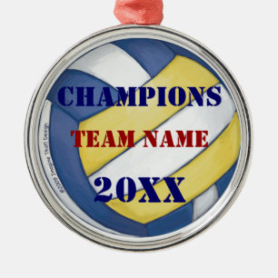 Volleyball Team Name and Number Metal Ornament
