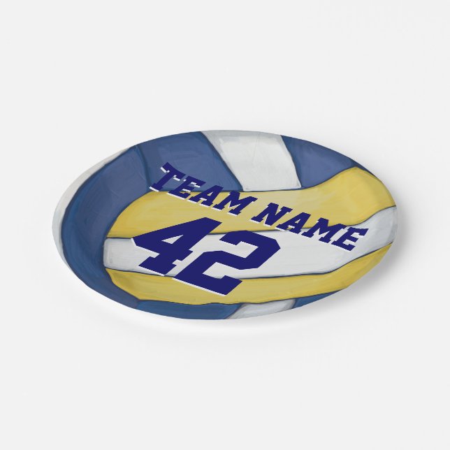 Volleyball Team Name and Number Paper Plate (Angled)