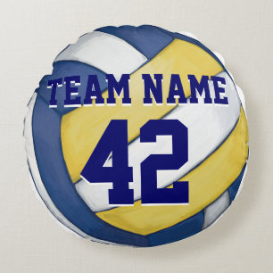 Volleyball Team Name and Number Round Pillow