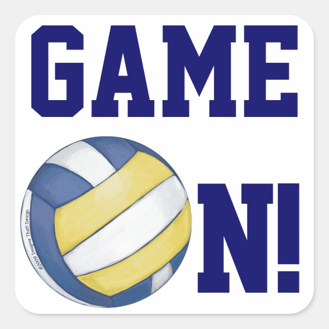 Volleyball Team Name and Number Square Sticker (Front)