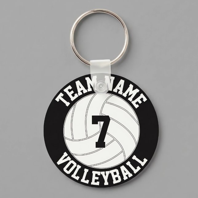 Volleyball Team Name, Colour and Player Number Keychain (Personalized volleyball keychains with custom team name and player numbers. A great team gift!)