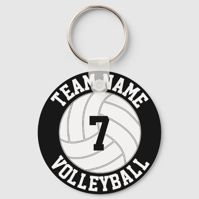 Volleyball Team Name, Colour and Player Number Keychain (Front)