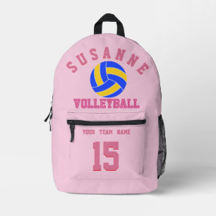 Volleyball Team Name Custom Sports Rose pink Print Printed Backpack