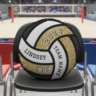 Volleyball Team Player Gold Glitter Round Pillow