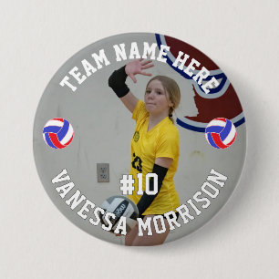 Volleyball Team Player Name Number 3 Inch Round Button