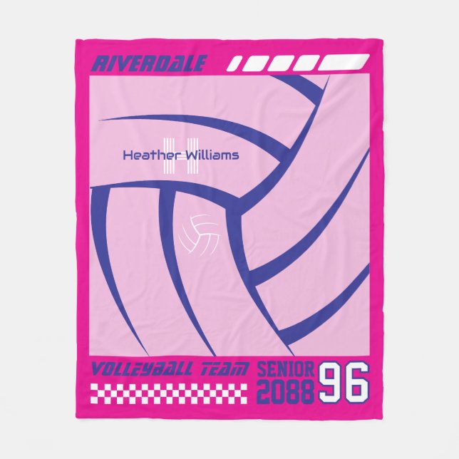 Volleyball Team Senior Night Gift Futuristic Y2K Fleece Blanket (Front)