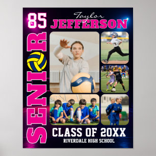 Volleyball Team Senior Night Sports Photo Collage Poster