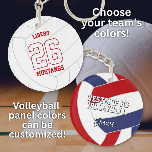 volleyball team spirit red blue or ANY colours Keychain