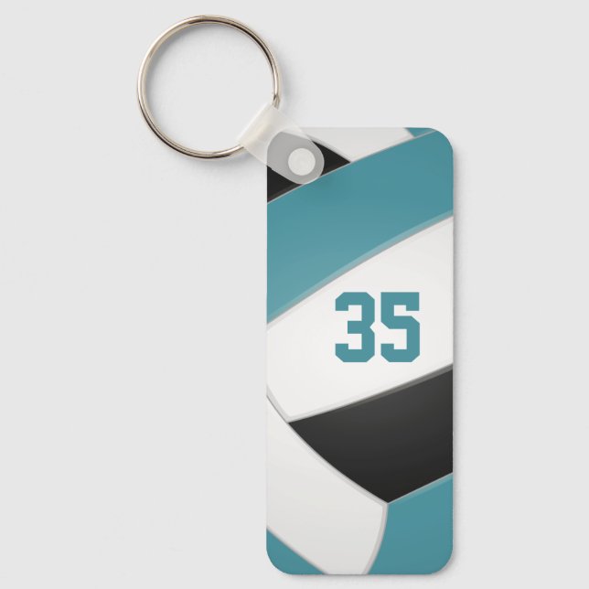 volleyball team sports athlete name teal black keychain (Front)