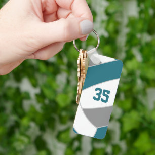volleyball team sports gifts teal grey keychain