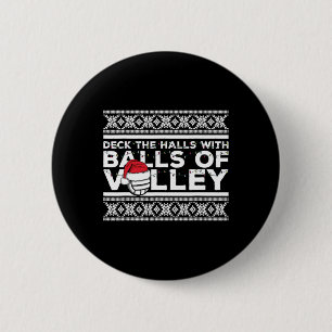 Volleyball Team Ugly Sweater Christmas Lights Sant 2 Inch Round Button