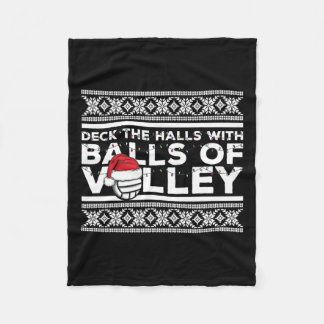 Volleyball Team Ugly Sweater Christmas Lights Sant Fleece Blanket