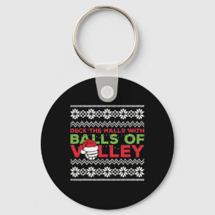 Volleyball Team Ugly Sweater Christmas Lights Sant Keychain