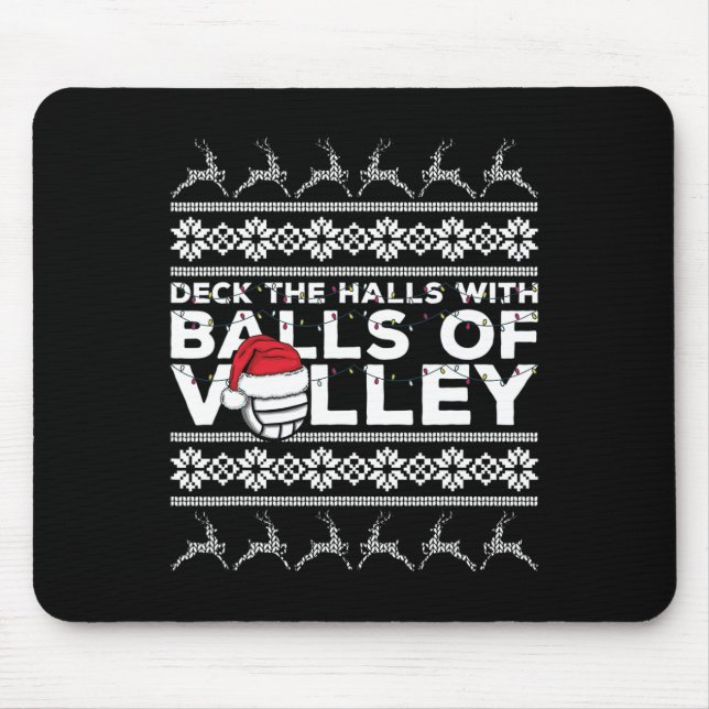 Volleyball Team Ugly Sweater Christmas Lights Sant Mouse Pad (Front)