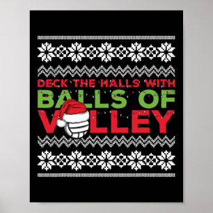 Volleyball Team Ugly Sweater Christmas Lights Sant Poster