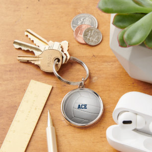 Volleyball Texture Personalized Keychain