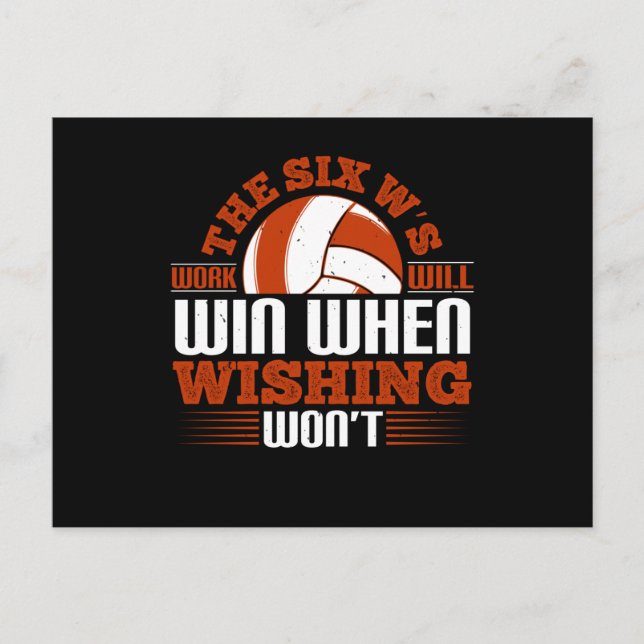 Volleyball - The Six W's Work Will Win Postcard (Front)