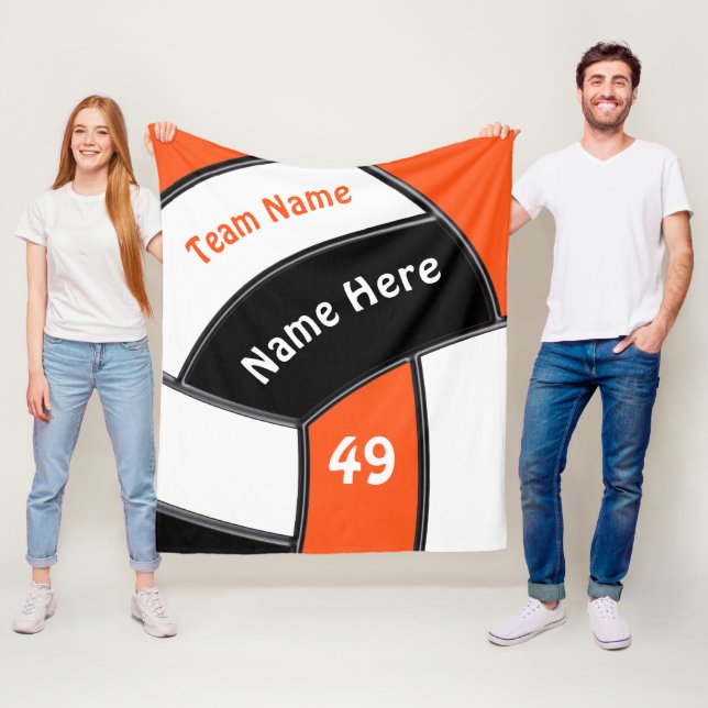 Volleyball Throw Blankets Orange, White and Black (In Situ)