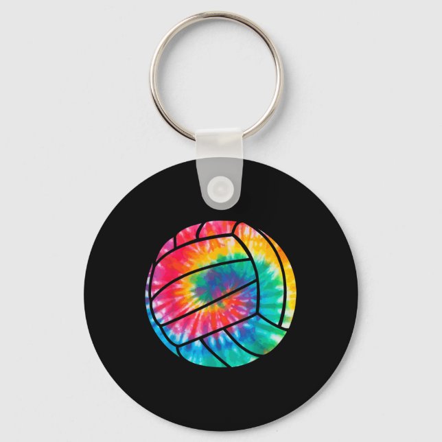Volleyball Tie Dye Hippie Beach Volleyball Player  Keychain (Front)