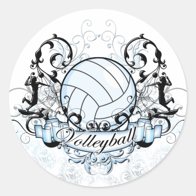 Volleyball Tribal Classic Round Sticker (Front)