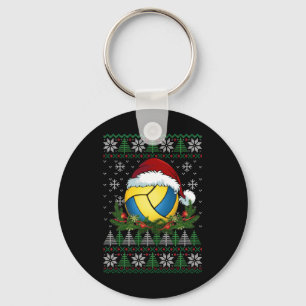 Volleyball Ugly Christmas Santa Hat Family Pyjamas Keychain