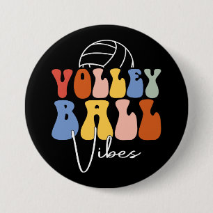 Volleyball Vibes Funny Retro Groovy Player Gift 3 Inch Round Button