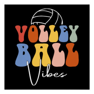 Volleyball Vibes Funny Retro Groovy Player Gift Poster