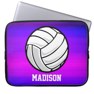 Volleyball; Vibrant Violet Blue and Magenta Laptop Sleeve