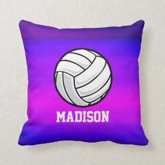 Volleyball; Vibrant Violet Blue and Magenta Throw Pillow